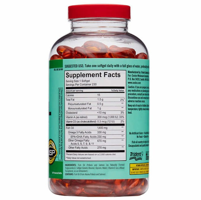 قرص فیش اویل آلاسکای وحشی کرکلند 230 عددی اصل | Kirkland Wild Alaskan Fish Oil 1400mg