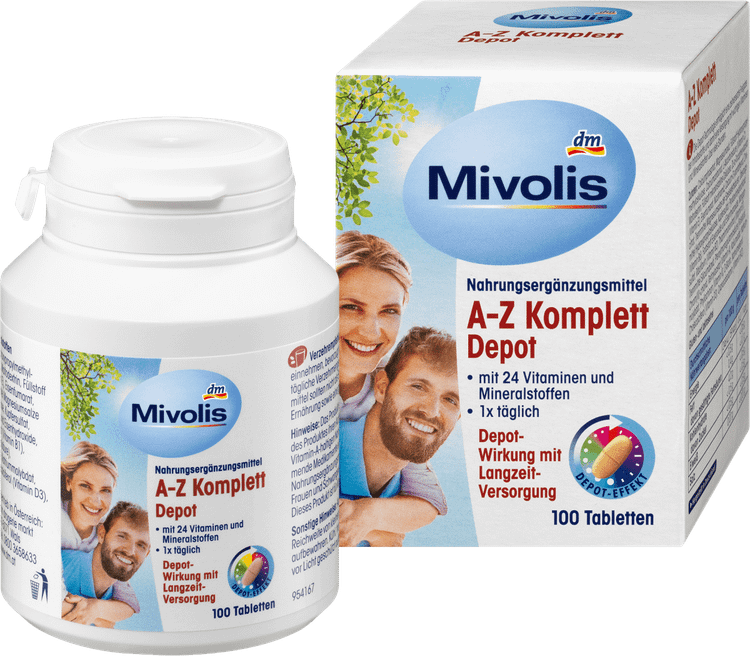 مولتی ویتامین A-Z میوولیس زیر 50 سال اصل| Mivolis A-Z Komplett Depot 100 Tabletten