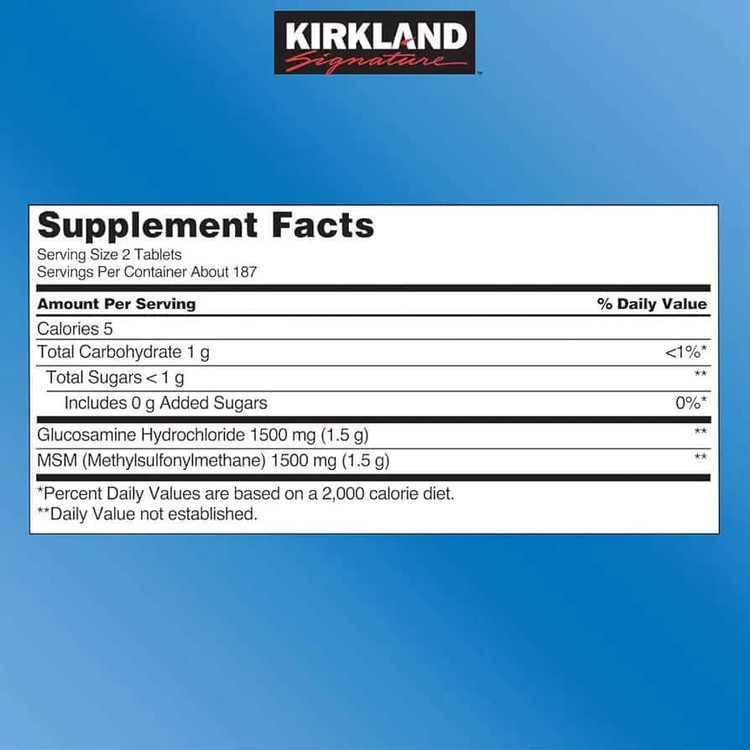 قرص گلوکوزامین 375 عددی کرکلند اصل | Kirkland Glucosamine HcI With MSM