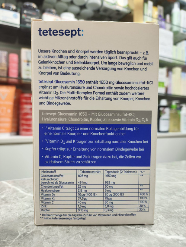گلوکوزامین 1650 تتسپت آلمان 40 عددی اصل | tetesept Glucosamine 1650