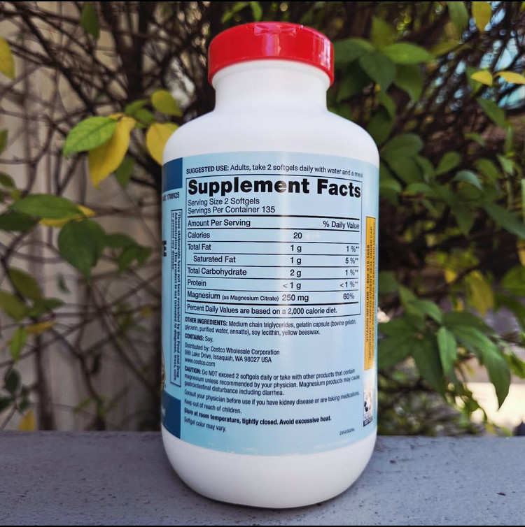 منیزیم سیترات کرکلند 250 میلی گرم | Kirkland magnesium sitrate 270 softgels